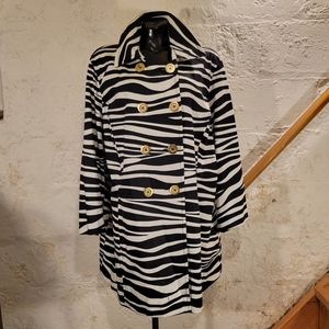 Liv A Little Zebra Print Double breasted Gold Button Trench Coat